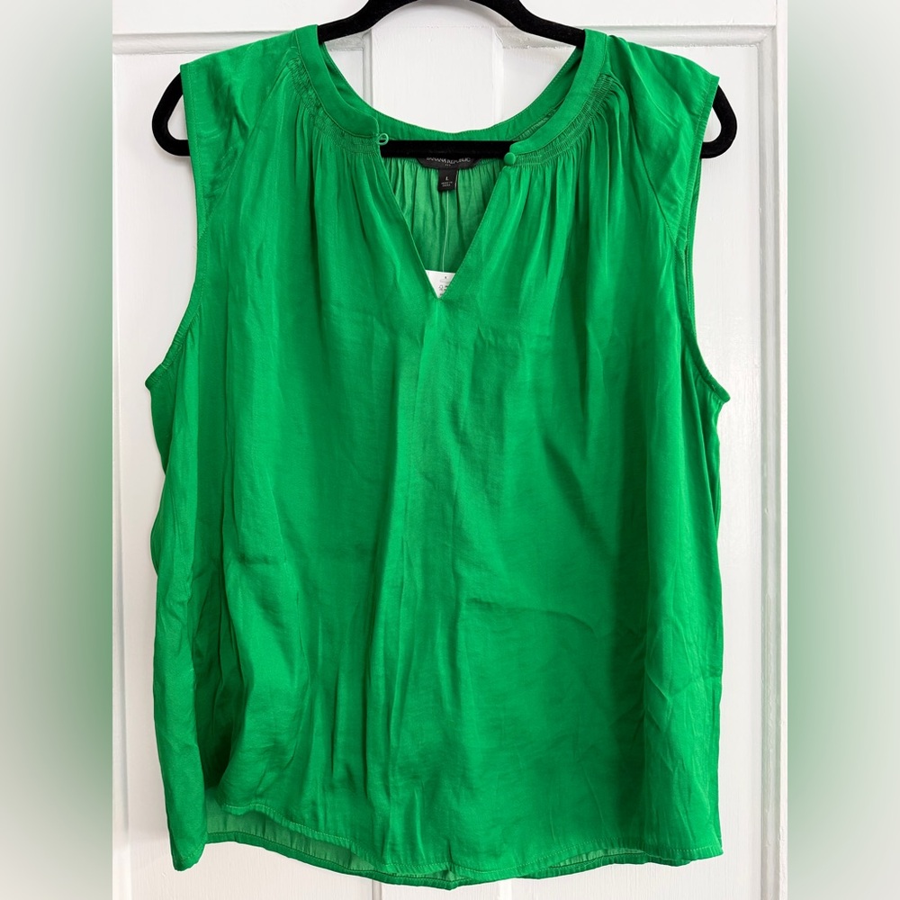 Banana Republic Vibrant Green Sleeveless Blouse large